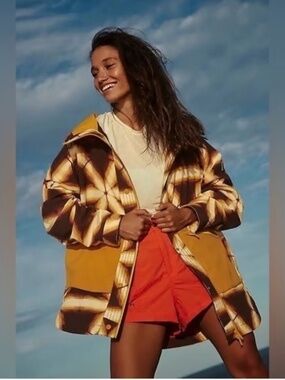 Free People Movement Singin' In The Rain Brown Printed Packable Jacket